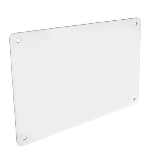 Targa in plexiglass bianca opaca, ossia materiale plastico opaco,  realizzata per essere appesa a parete con distanziali (acquistabili a  parte) o con sostegno in alluminio (acquistabile a parte)