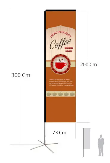 Stampa la bandiera rettangolare Wind alta 3 metri e scegli gli accessori 