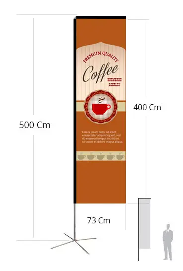 Bandiera Wind con asta rettangolare alta 5 metri e base a scelta