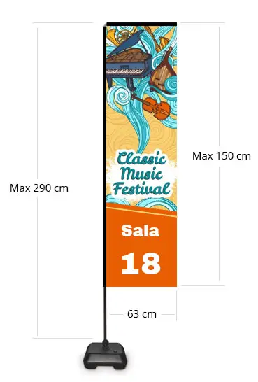 Easywind, bandiera rettangolare con zavorra riempibile alta 2,5 m, robusta ed economica