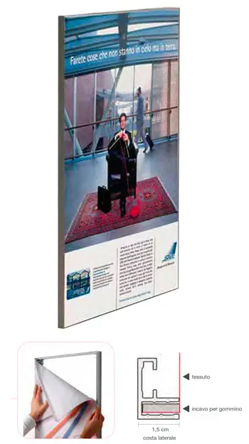 Cornice frame slim 100x50 cm in alluminio con tessuto in tensione 