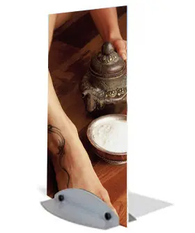 Totem Metal 50x150 bifacciale base a L