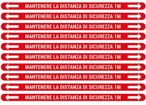 Striscia adesiva rossa bordo R - kit 10 pz