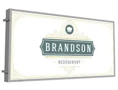 Insegna luminosa rettangolare bifacciale con illuminazione a led