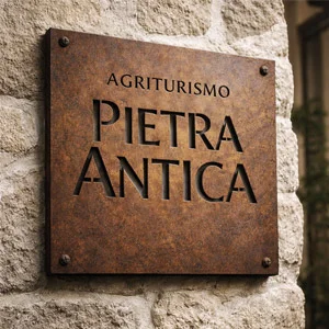 Insegna luminosa in acciaio Corten a spessore