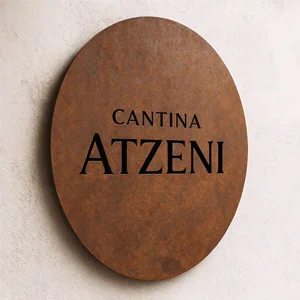 Insegna luminosa in acciaio Corten